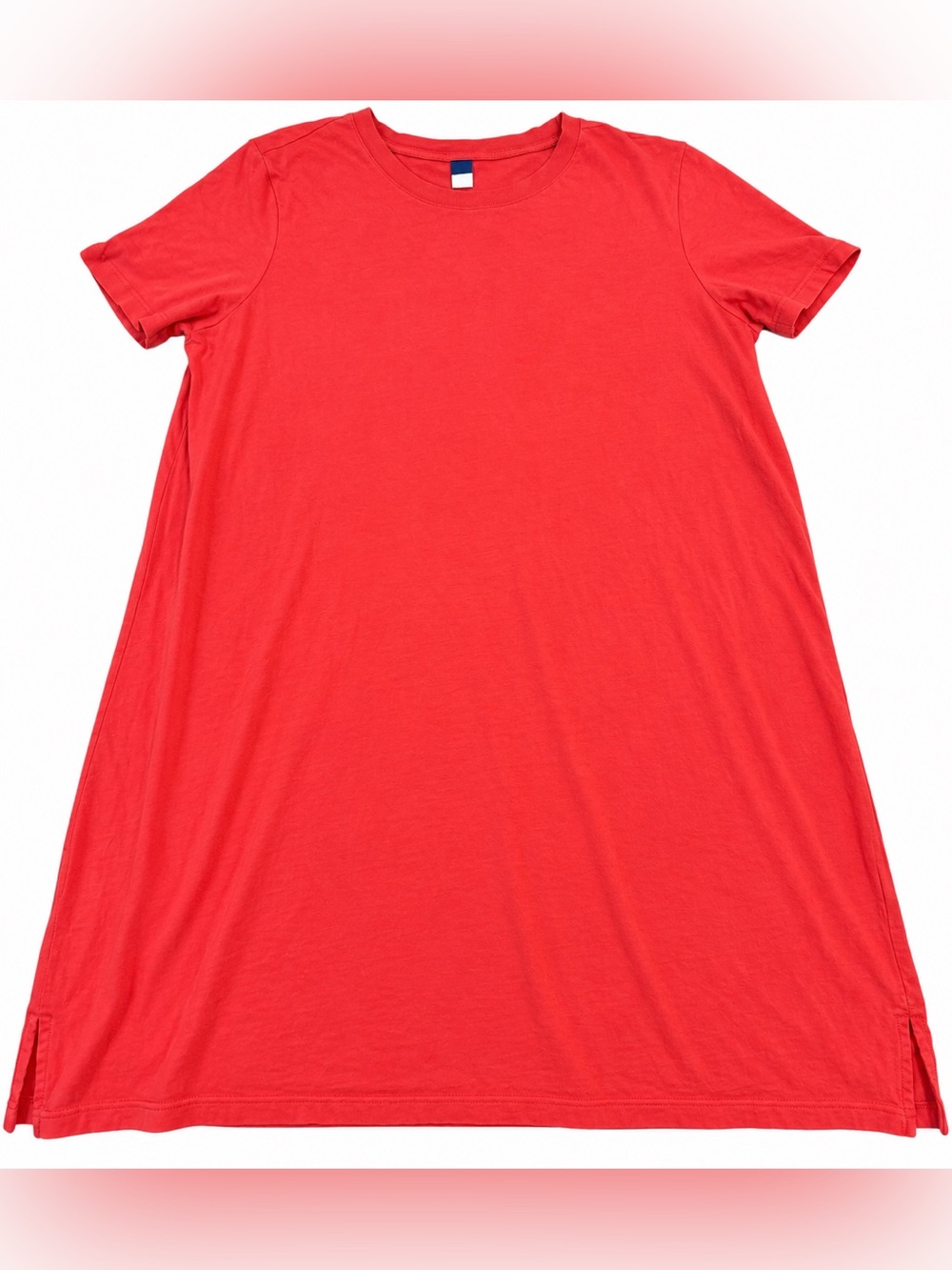 Old Navy Women’s T-Shirt Dress Size Large Red Coral 100% Cotton Midi Casual